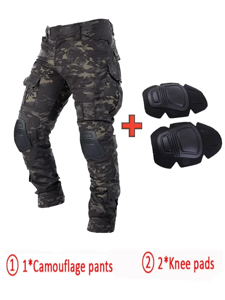 Men Clothing Uniform Tactical Shirts Combat Camo Hunting Shirts Pants Elbow/Knee Pads Suits Cargo Pants Men Wear-resisting 4