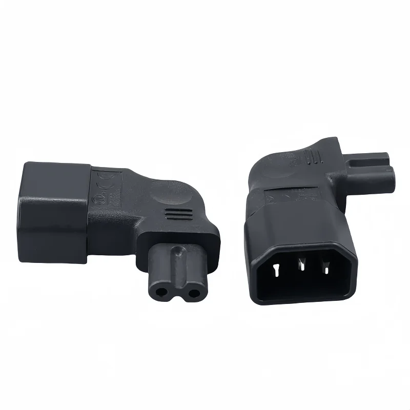 Right Angle IEC C14 to C7 Power Adapter Plug, 10A Converter