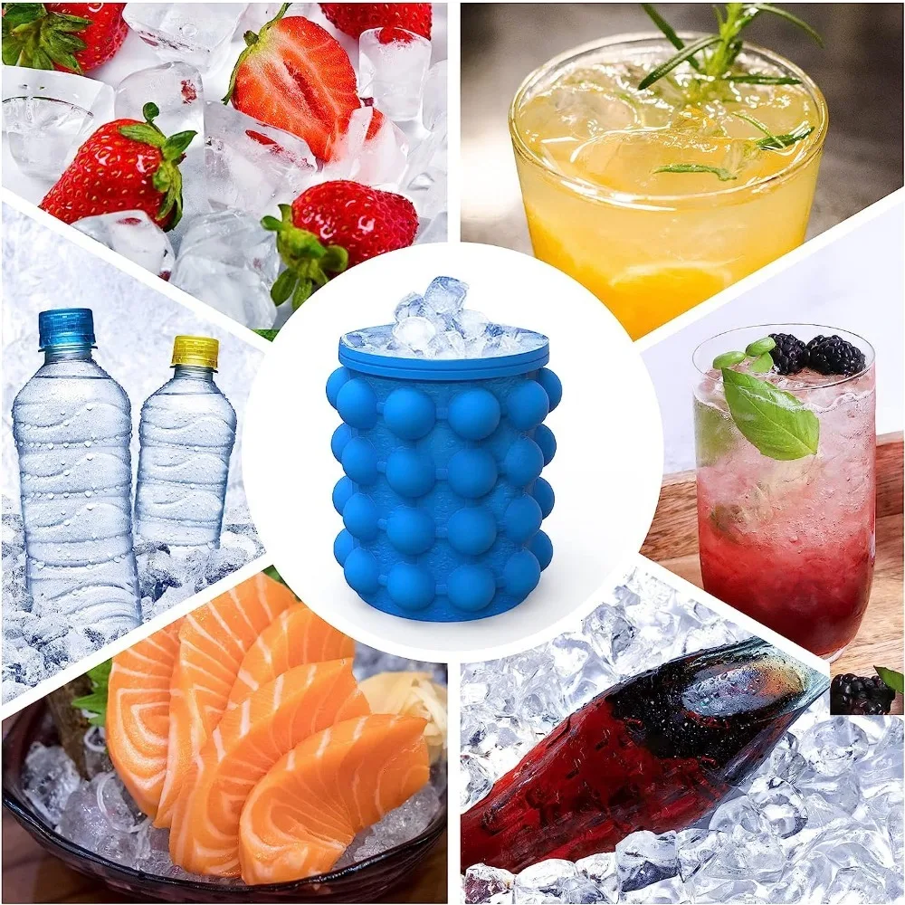 Portable 2-in-1 Silicone Ice Cube Mold and Ice Bucket