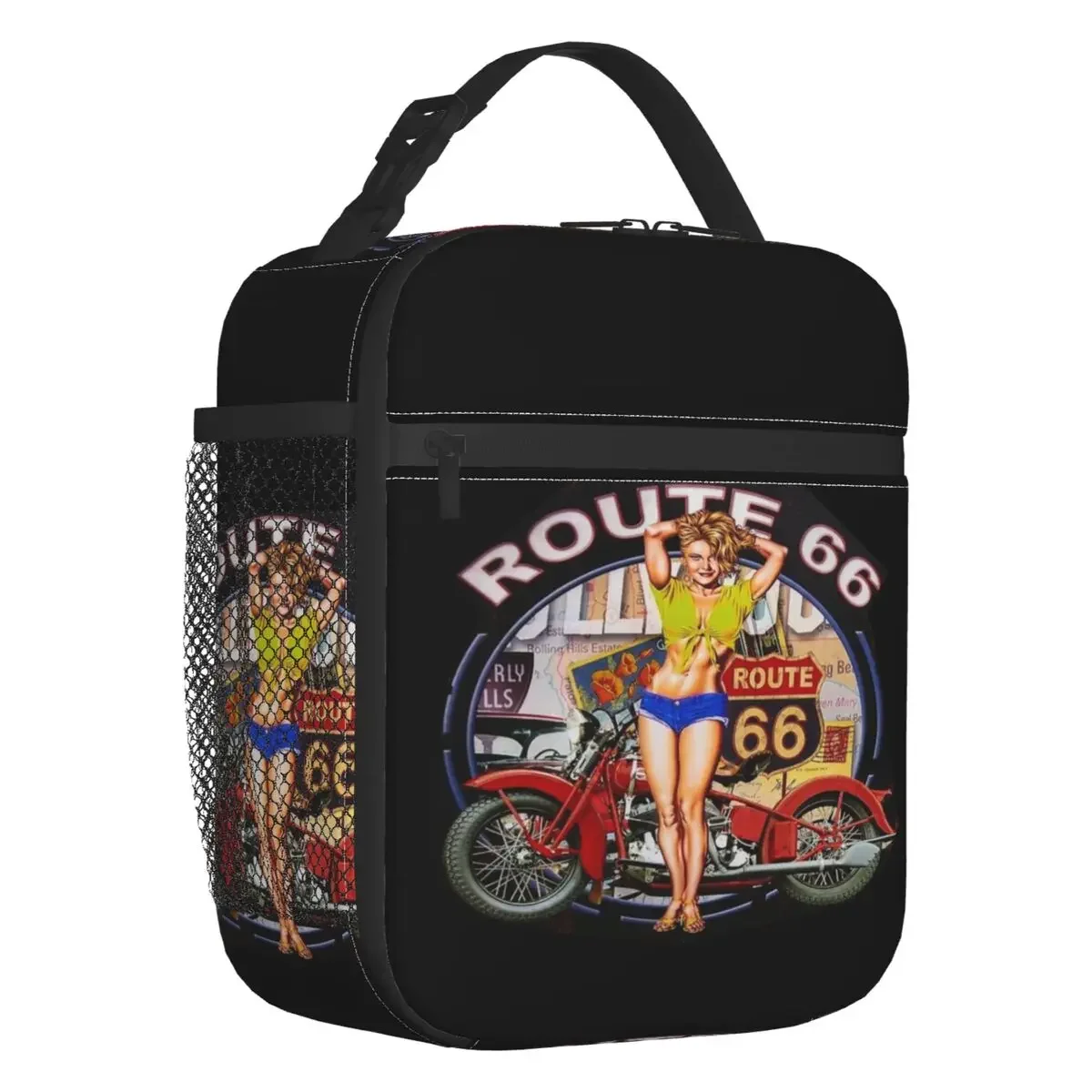 

Americana Route 66 Insulated Lunch Bags For Work School America Highway Resuable Cooler Thermal Bento Box Women Children