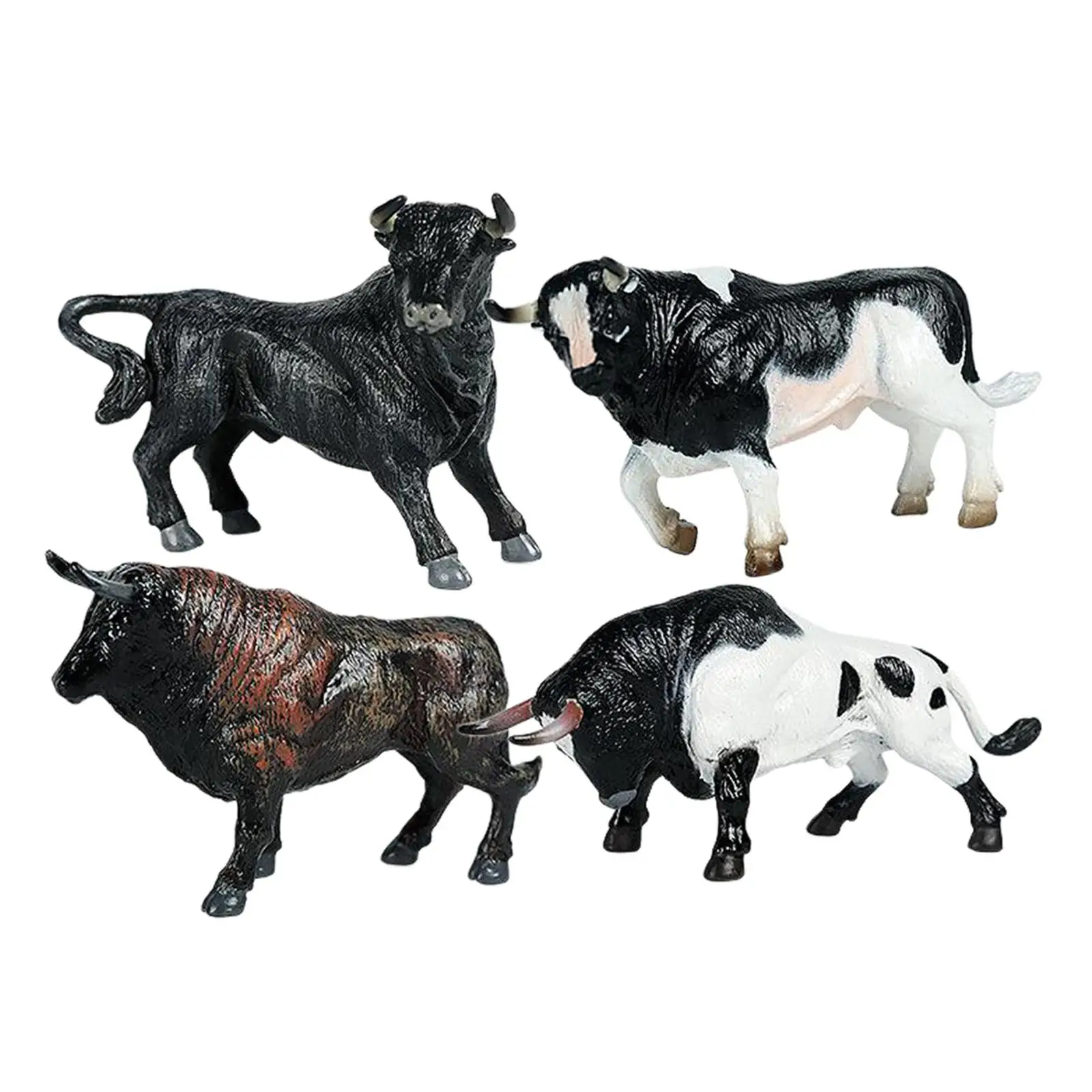 4pcs Cattle Figurine Simulated Bull Realistic Animals Cow Educational Figurine for Kids Ages 3-8