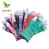 PU Fingers And Palms Gloves Printed Pink Nylon Work Non-Slip Household Labor Protection Gloves For Mechanic Construction 1pair 2
