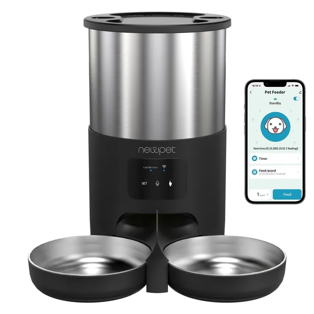Newpet Comedouro para animais de estimação de 5 litros com microfone