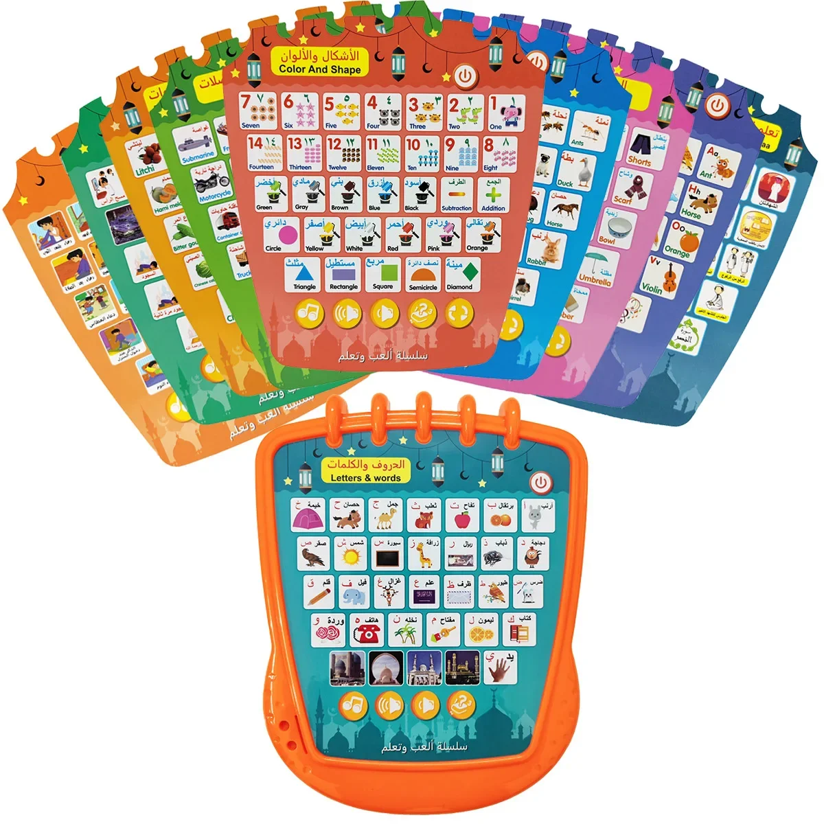 English & Arabic Learning Machine Multifunctional Language Studying Pad  Alphabet Sounds, Shapes, Music,Words Early Development 2