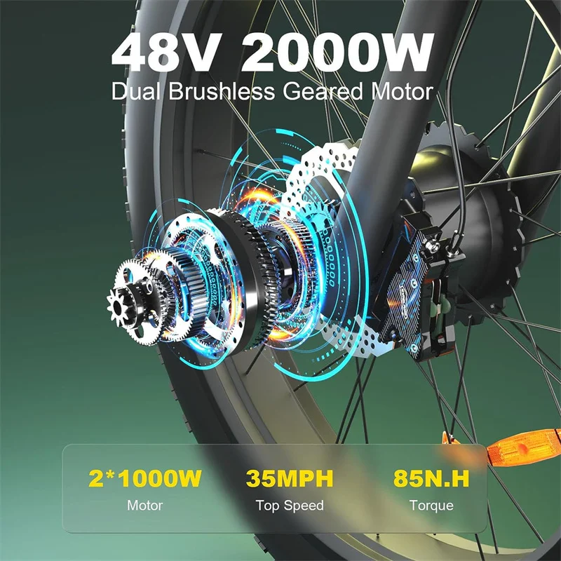 Zeegr S148v E-Bike Dual 2000W Fat tire Ebike 8 Speed Snow Beach Bike 26*4.0 Fat Tire Taurus Electric Bicycles Full Suspension