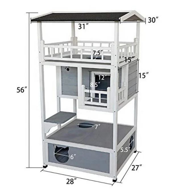 Maison Pour Chat D'Extérieur Isolée 42x42x42cm - Imperméable, Hivernale - Pour Balcon, Jardin, Garage - 13