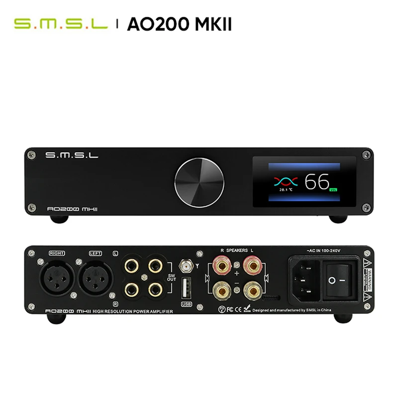 SMSL AO200 MKII HIFI Digital AMP Bluetooth 5.0 MA5332 Chip High Power Stereo Amplifier USB/XLR