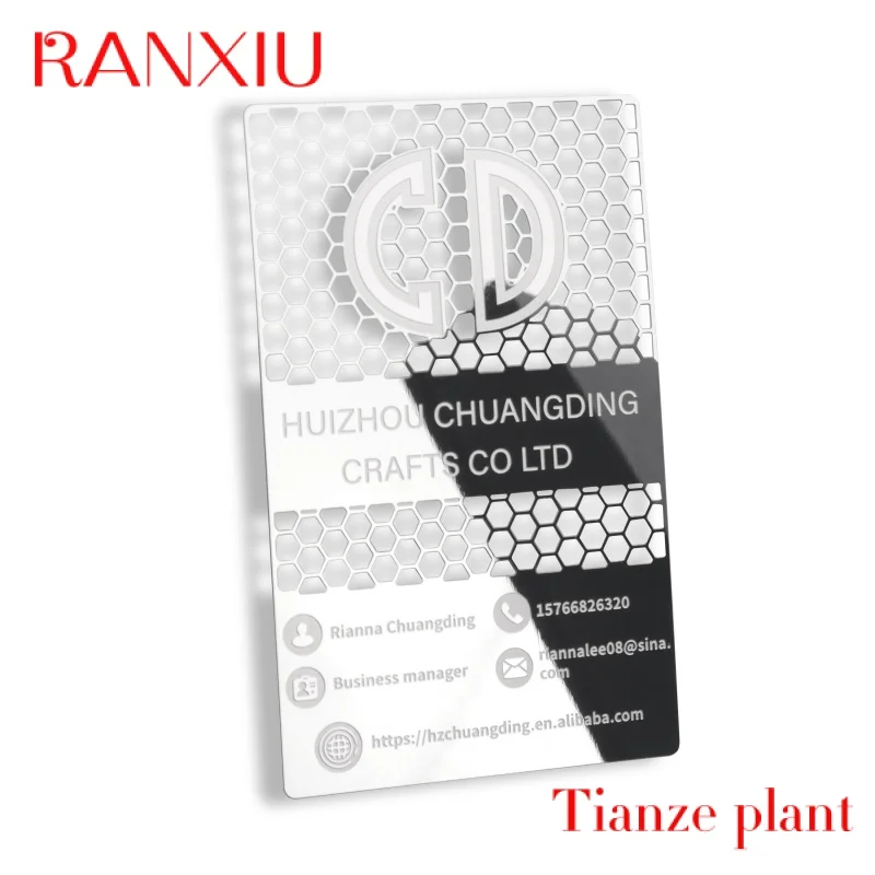 

Custom etal stainls steel Tailor ade irror busins engraved stainls steel etal car card custoize printing