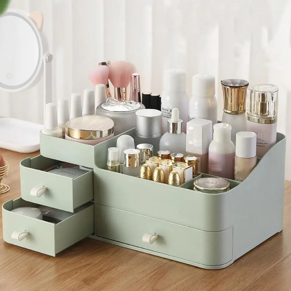 1pc Large Capacity Makeup Organizer for Vanity Desk Organizer with Drawers for Cosmetics, Lipsticks, Jewelry，Care Skincare 3