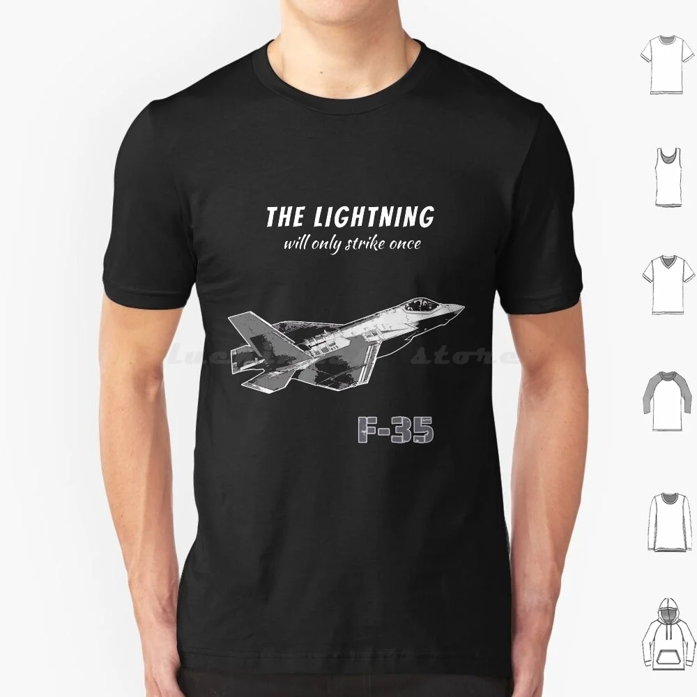 Il Fulmine Colpisce Solo Una Volta La Maglietta Cotone Uomo Donna Stampa Fai Da Te F35 F 35 F35 Lightning F 35 Lightning Lightning Ii
