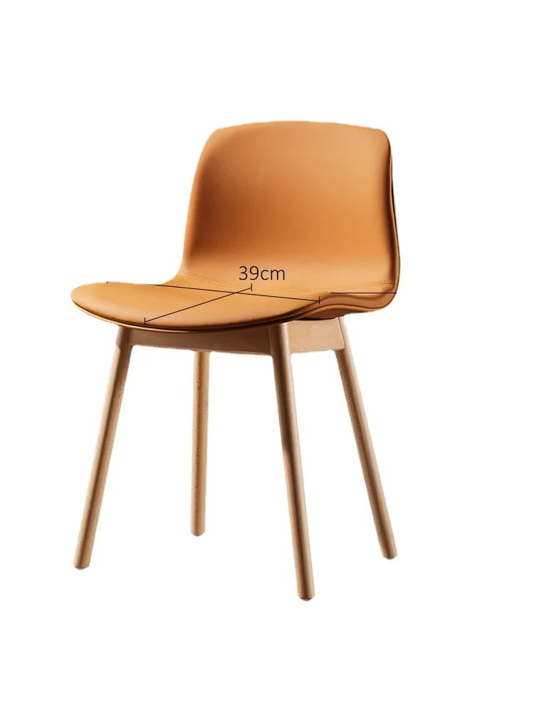 

YY Vintage Solid Wood Leather Dining Chair Leisure Creative Backrest Chair