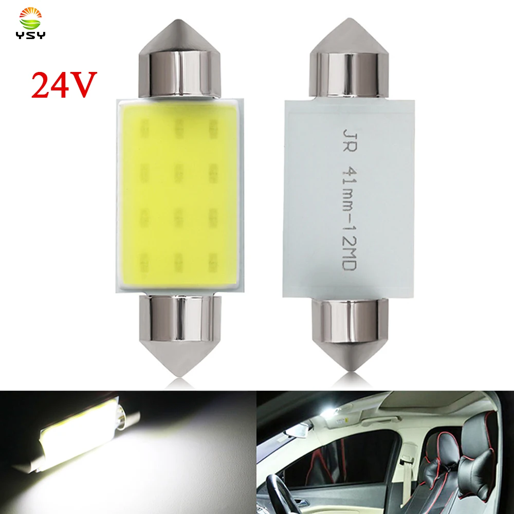 

YSY 50pcs 24V Festoon Bulb COB 12LED Dome Lights C5W 31mm 36mm 39mm 41mm SMD White Car Auto reading Lights Bulbs signal LED lamp