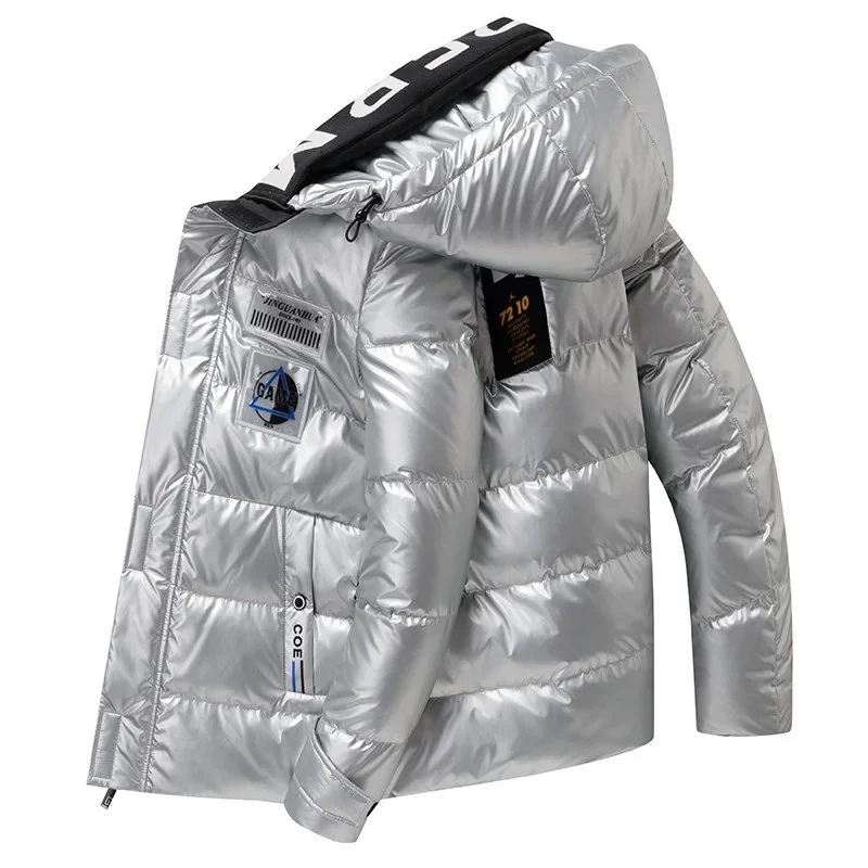 Men Thicken Warm Winter Leather Jacket Casual Parka Outwear Autumn Waterproof Stand Collar Hooded Coat