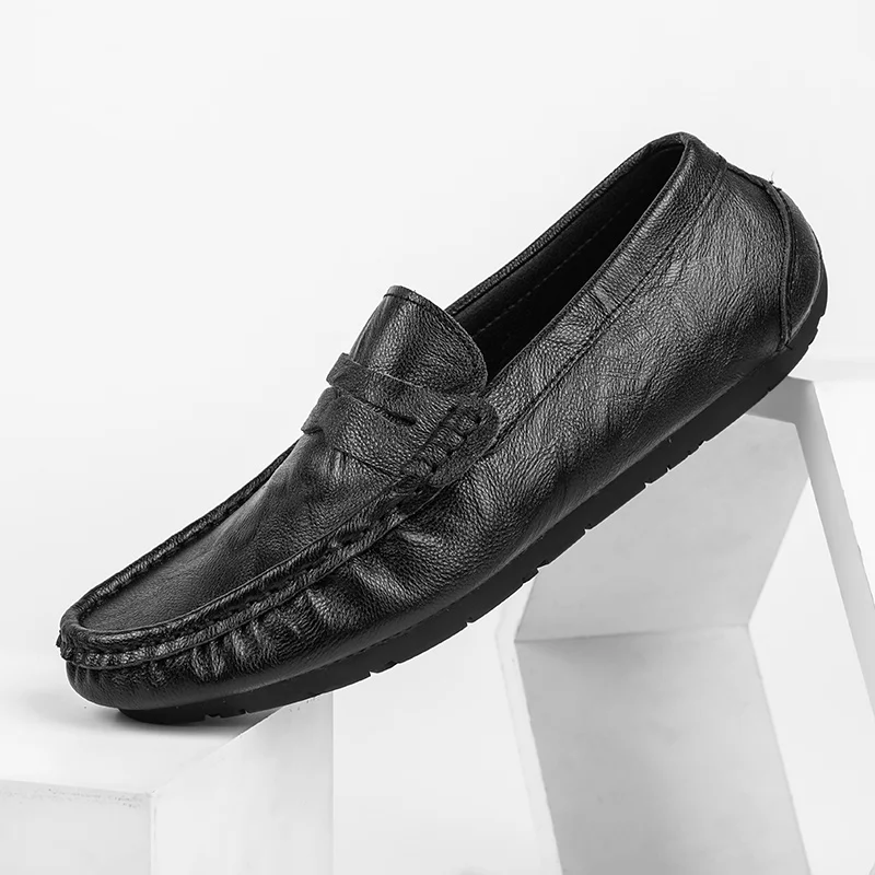 

Fashion Men Popular Gentleman Casual Loafers Black Mens Office Business Formal Dress Shoes Split Leather Moccasins Shoes for Men