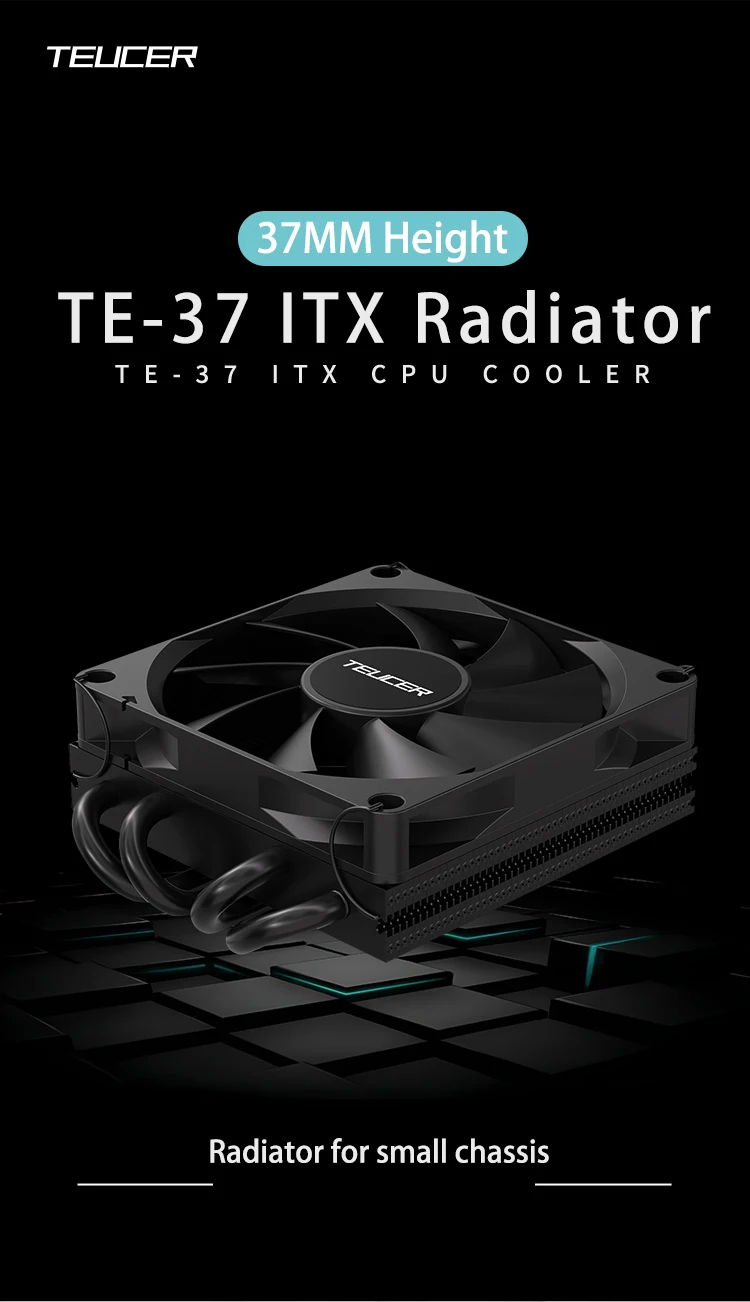 TE-37 CPU Cooler ITX PC 37mm Radiator TDP 120W with UT9015 Ultra-thin PWM Coolin