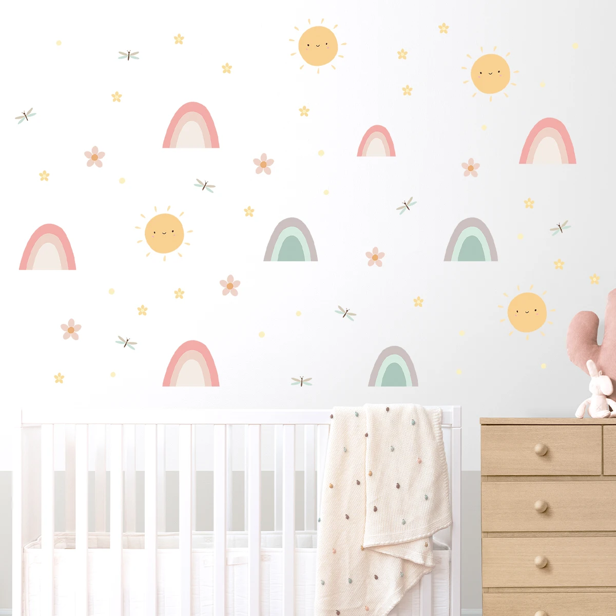 3pcs/lot Boho Rainbow Sun Wall Stickers for Kids Room Children's Nursery Room Decoration