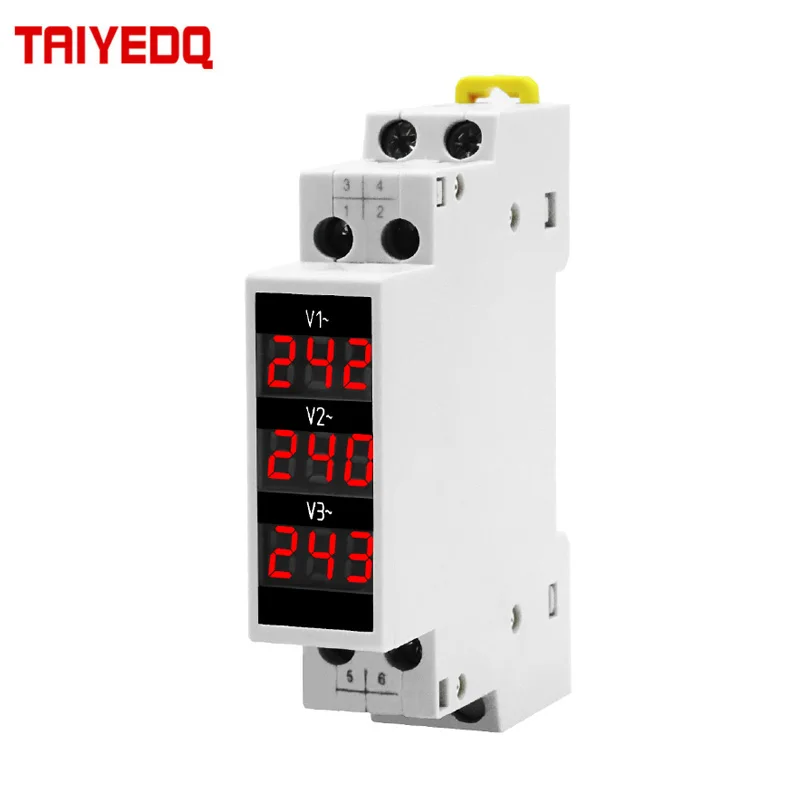 

Mini Digital Display Modular Voltage Meter 3PH 80-500VAC Din Rail