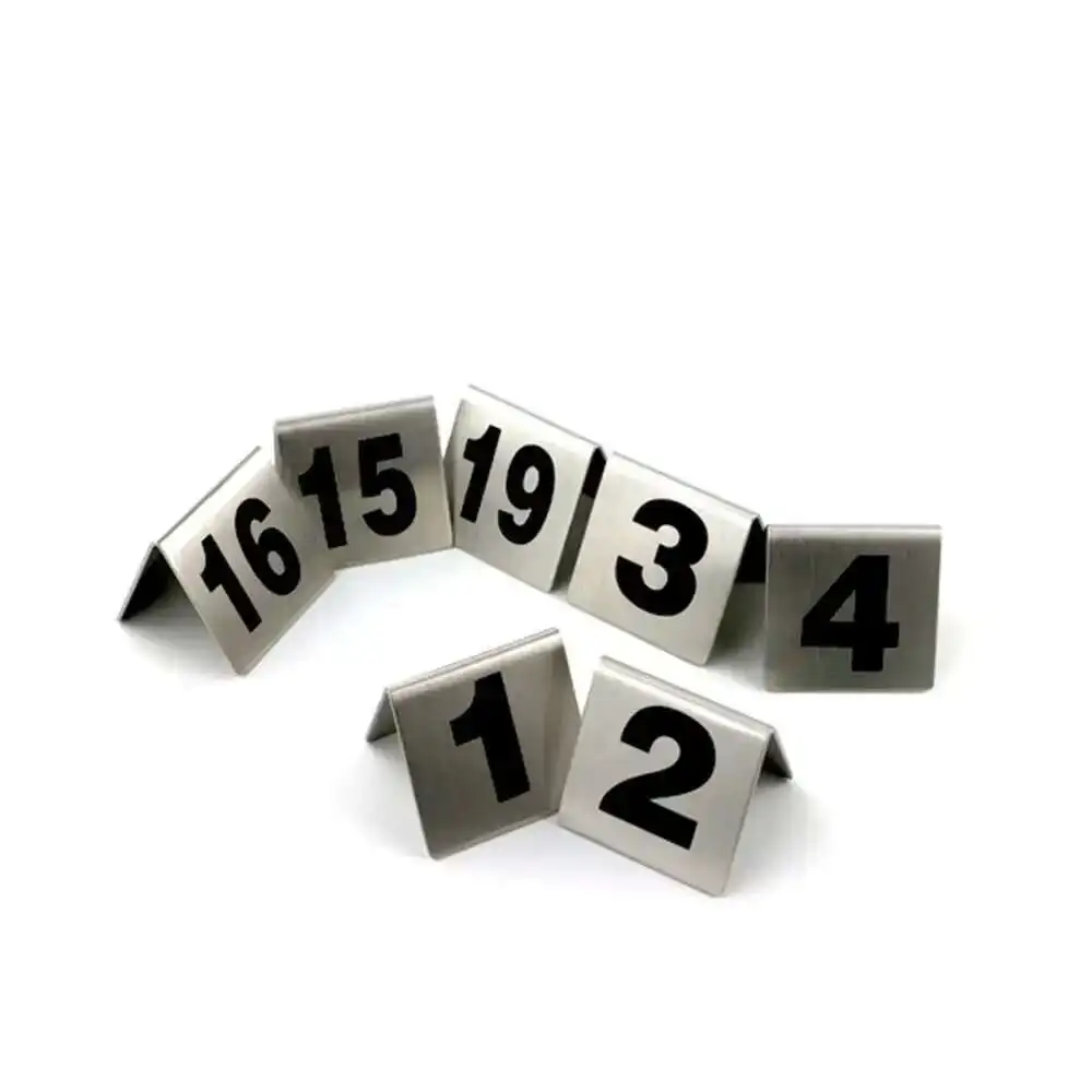 10pcs Double-sides Stainless Steel Table Sign Card Number Card Wedding Restaurant Cafe Bar Place Desk Holder place card holders,place cards,wedding table numbers,floral card holders