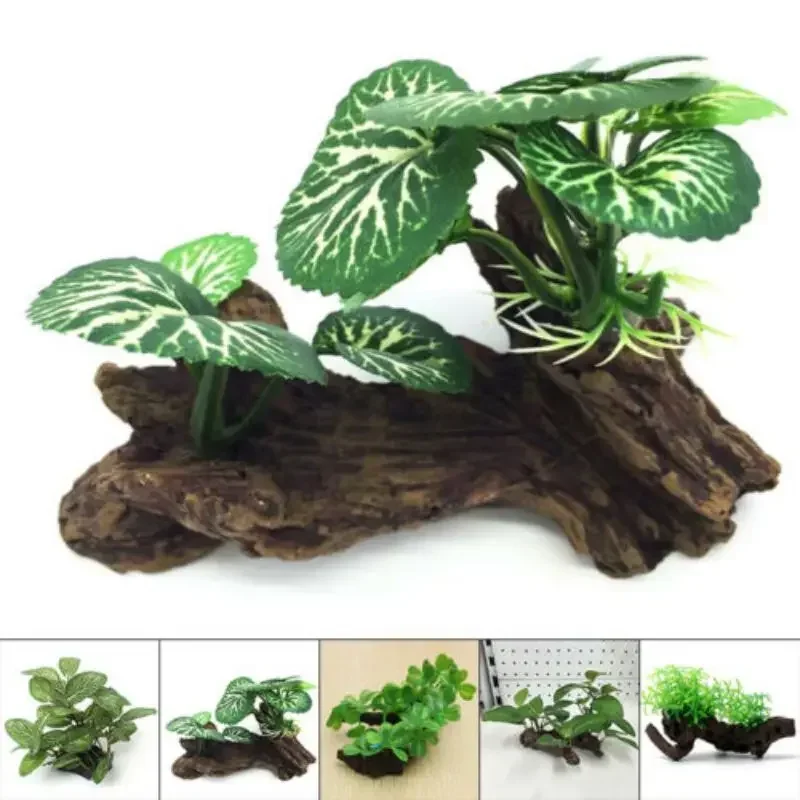 Aquarium Ornament Artificial Turtle Tree Trunk Driftwood Aquarium Fish Tank Reptile Cylinder Making Roots Plant Wood Decoration