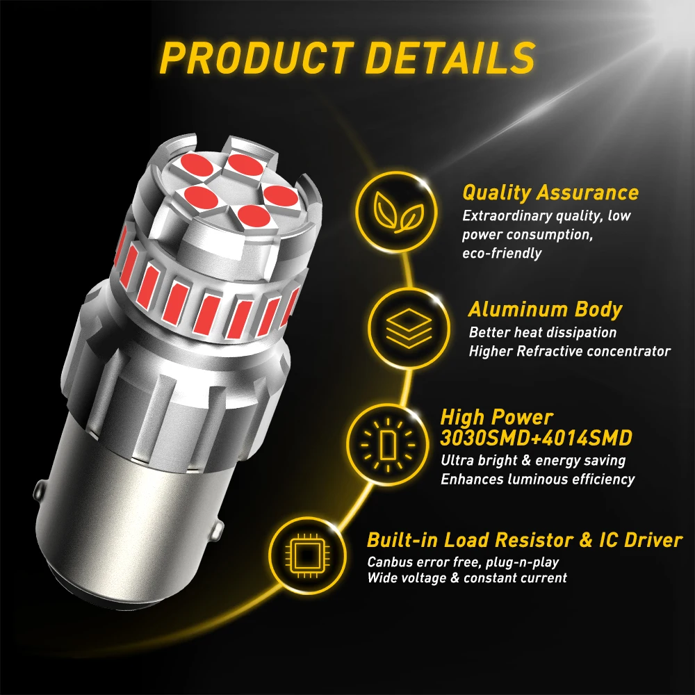 OXILAM ���� LED 1156 7506, �ſ� ���� �ڵ��� �극��ũ ����, ���� ������ ����, DRL 12V, BA15S, P21W, 1157, P21, 5W LED ����, 2 ��