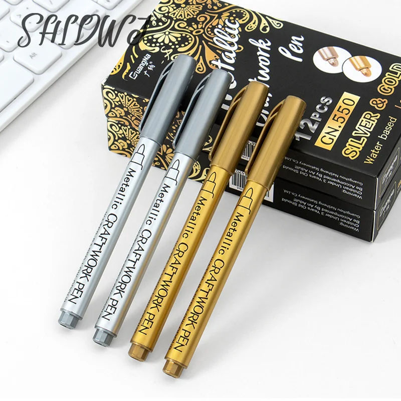 

DIY Epoxy Resin Mold Gold Silver Color Drawing Supplies Craft Graffiti Marker Pen Metallic Waterproof Permanent Marker Pens