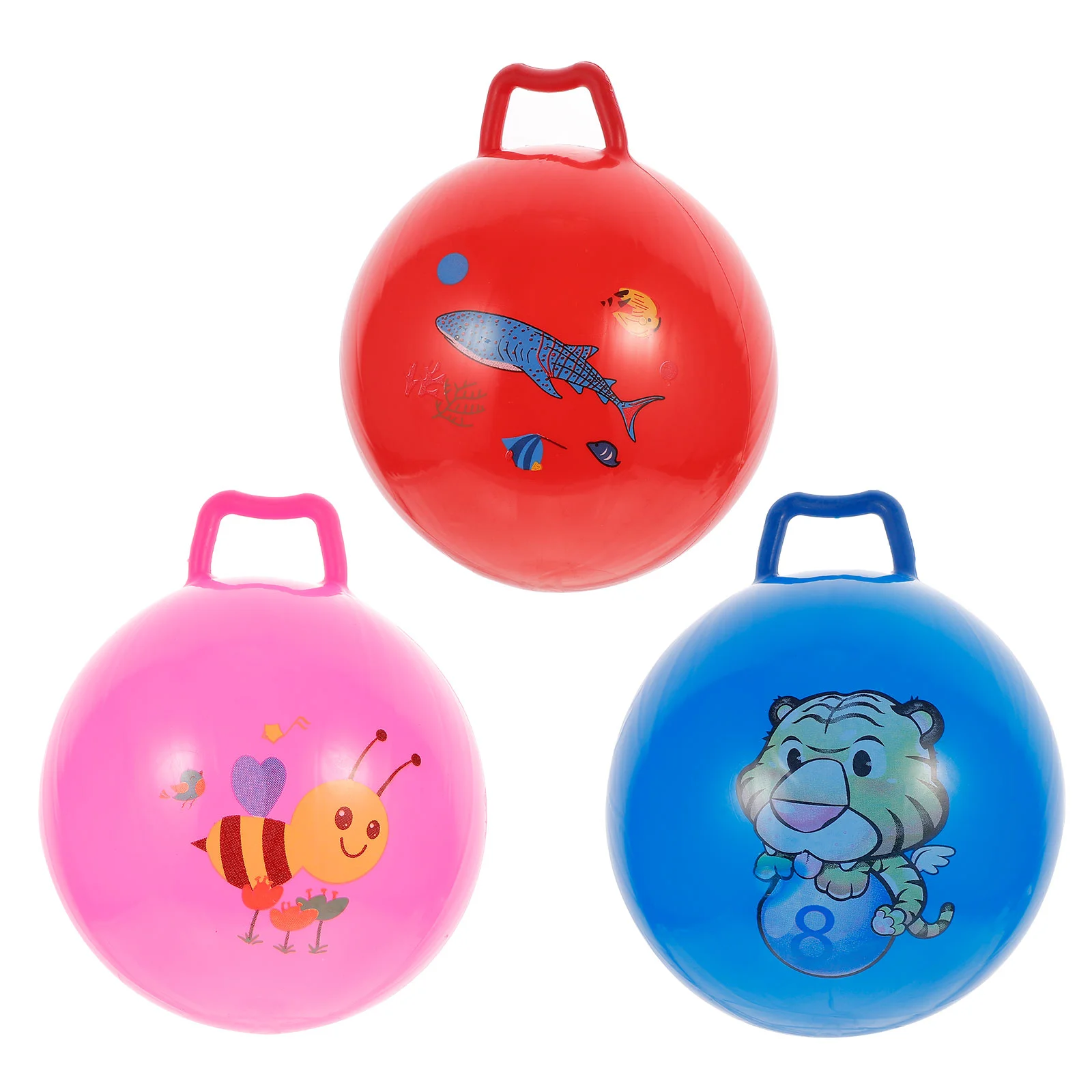 

3Pcs Inflatable Balls Hop Bouncy Jumping Ball with Handle Kicking Bounce Jumping Educational Toy (Random Style)