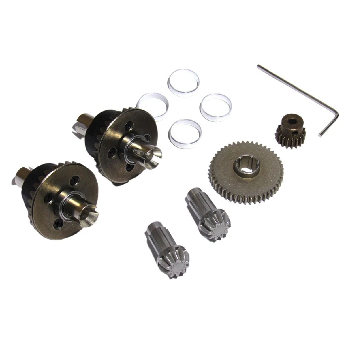 BAAU Metal Differential Upgrade Pinion Gears, Main Gear, Motor Gear, and Screw Set Part for 1:16 16101 16102 16103 RC Car
