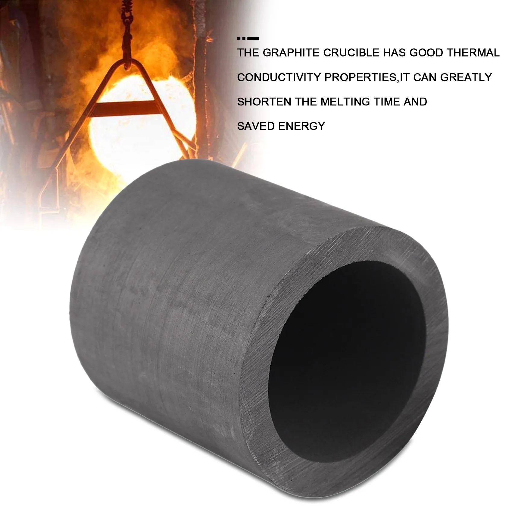 bobotron High Purity Graphite Melting Crucible Casting with Lid Cover 4040mm for Silver/&Black