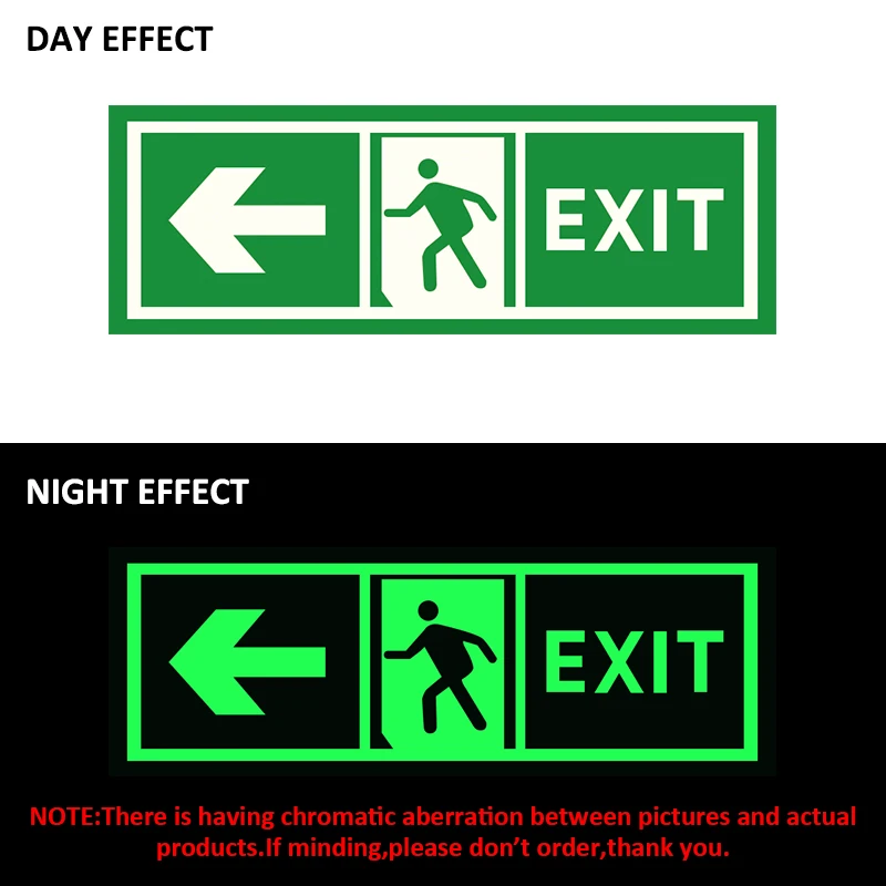 Roadstar-señal fotoluminiscente que brilla en la oscuridad, señal de salida, pegatina para paredes, seguridad, escenario, visión nocturna, decoración del hogar, 5 piezas
