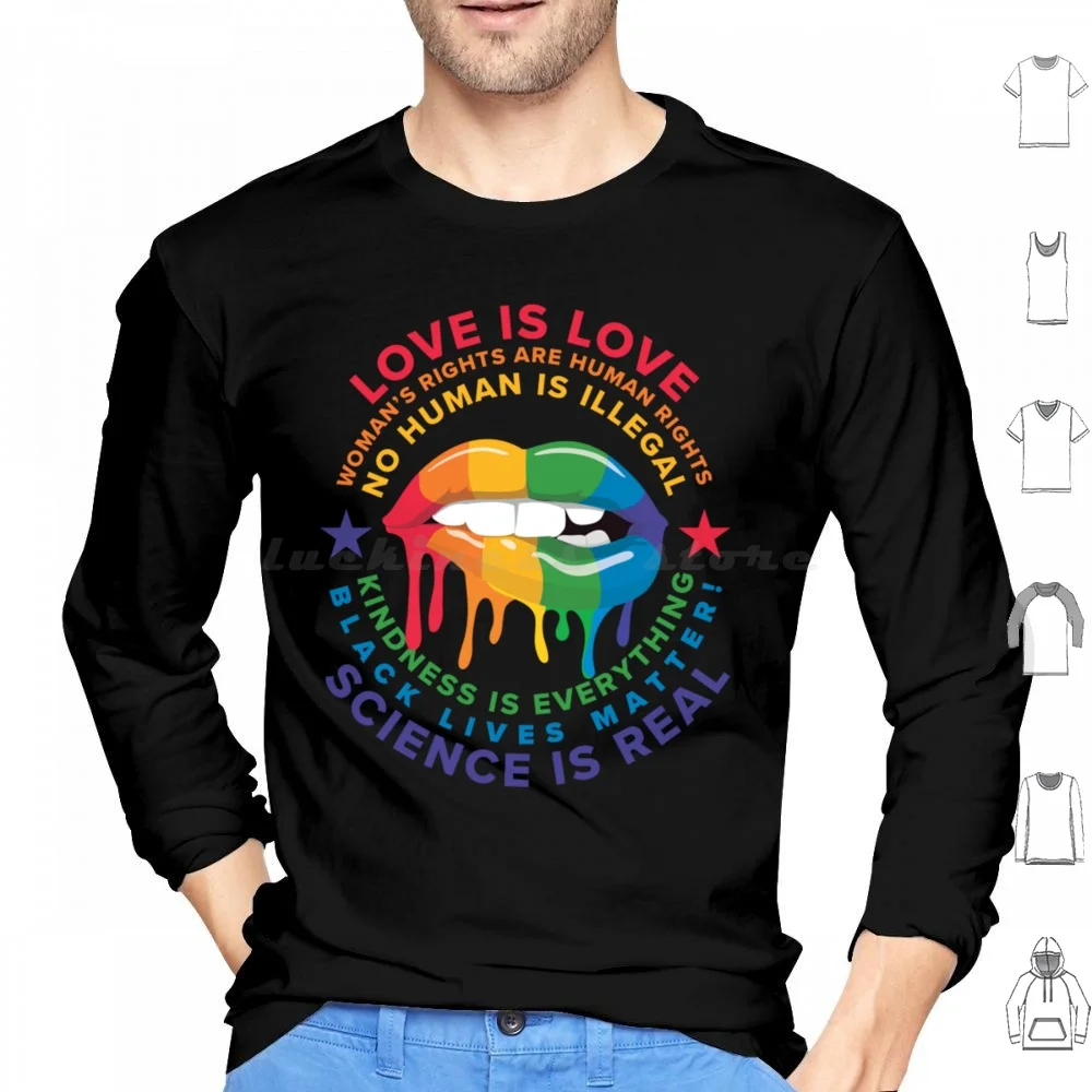 

Худи с длинным рукавом и надписью Pride Blm, радужные губы, любовь, человеческие права