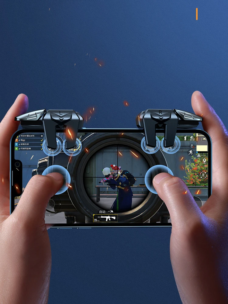 2개입 6손가락 게임 트리거, 지연 없는 PUBG 게임 컨트롤, 아이폰/안드로이드 폰용 물리 버튼 모바일 게임패드
