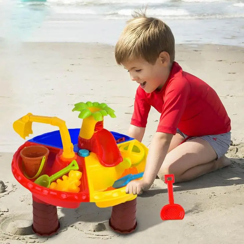 

Sand & Water Table Outdoor Garden Sandbox Set Play Table Kids Summer Beach Toy Beach Play Sand Water Game Play Interactive Toy