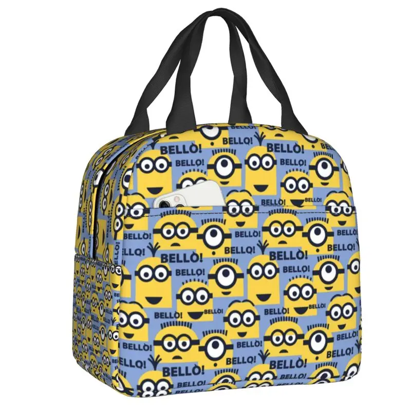 Custom Minions Lunch Bag Uomo Donna Thermal Cooler Insulated Lunch Box Per Studenti School Work Food Picnic Tote Bags