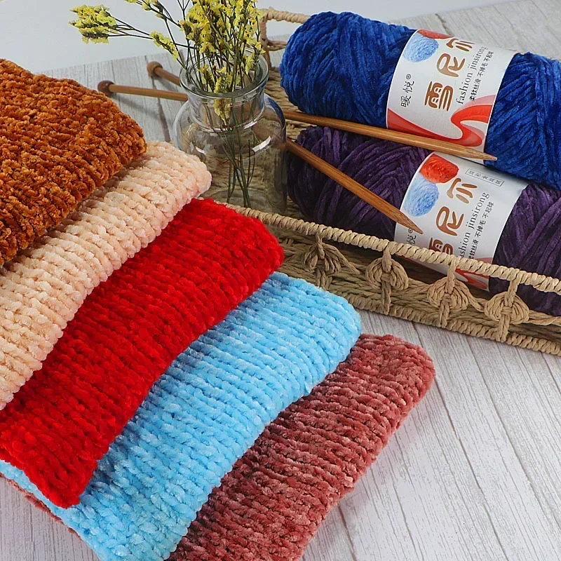 Luxurious Gold Velvet Polyester Yarn – 100g/130m for DIY Knitting Projects