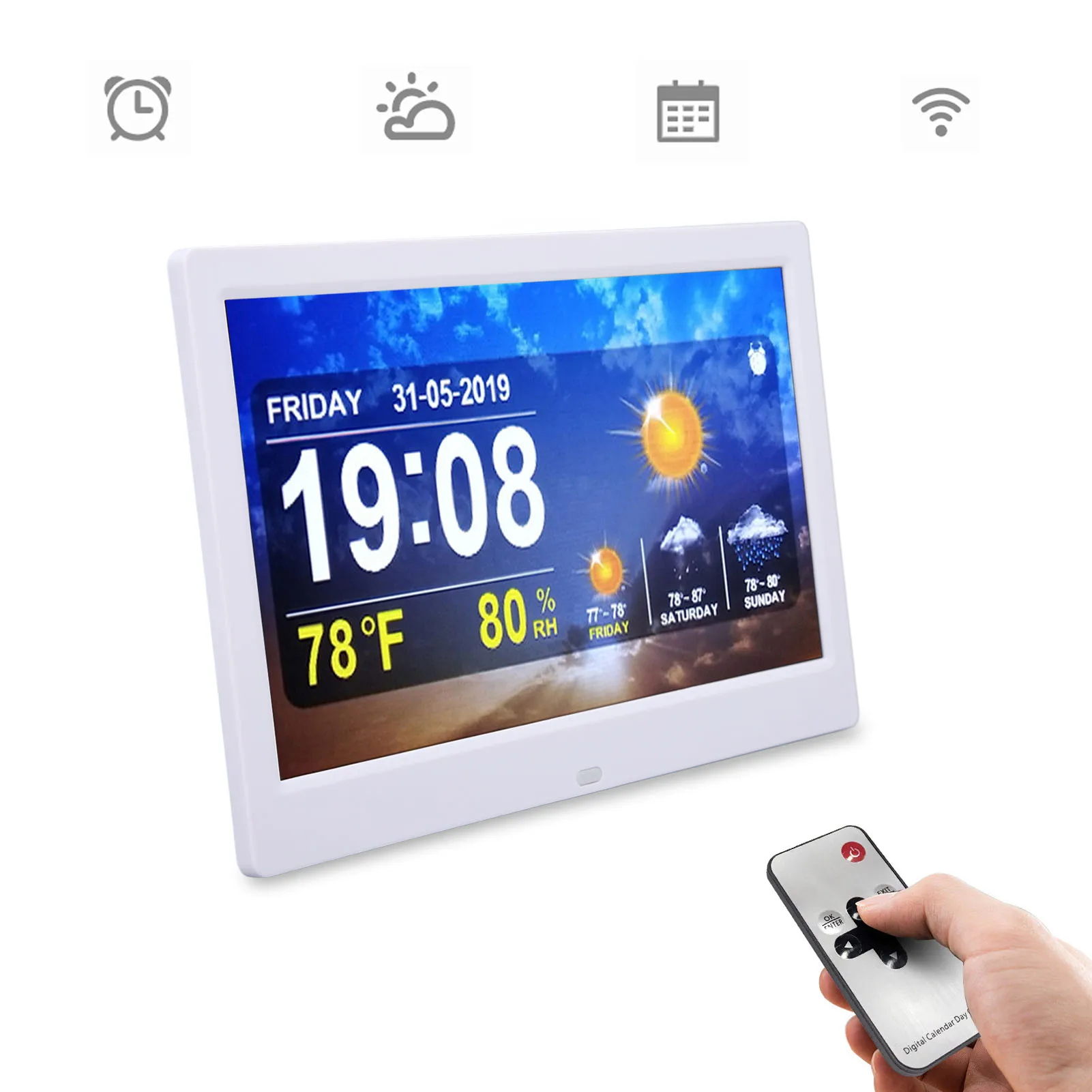 Adjustable Brightness Weather Clock Color Display Alarm Clock 16MB 100-240V for Living Room digital calendar clock