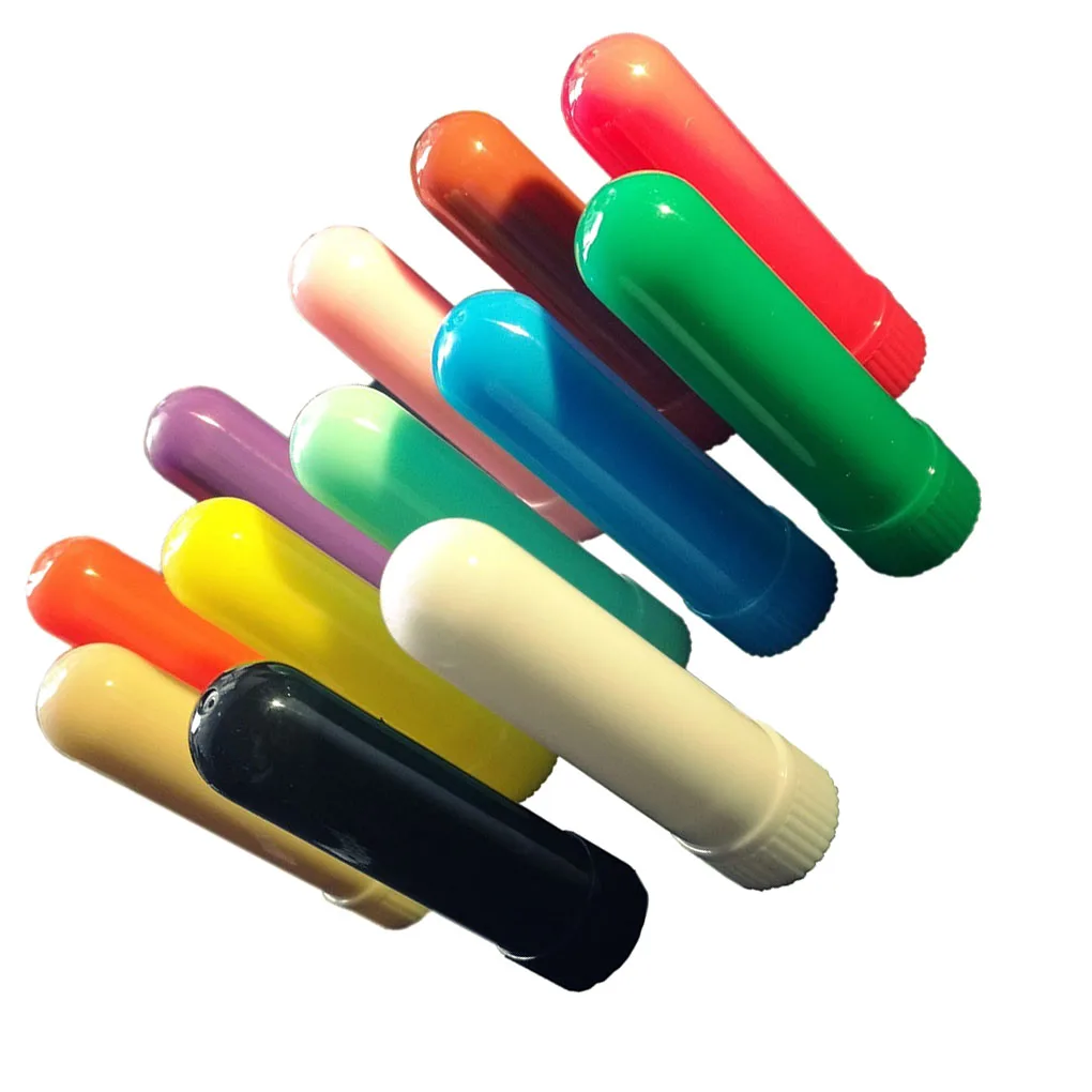 Color Random Empty Mint Oil Inhaler Container Cotton Bar DIY Plastic Tube Nasal Essential Oil Diffuser