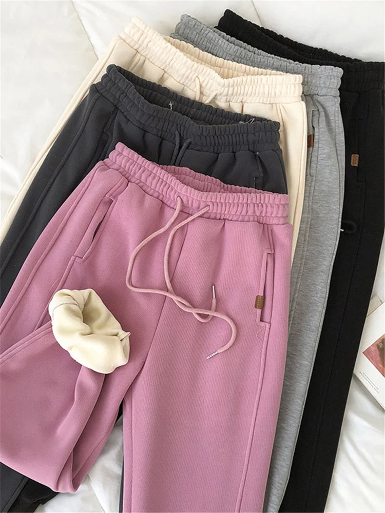 

Sweatpants for Women Autumn Winter New Fashion Velvet Padded Loose Slim Ankle Banded Pants Harem Pants Oversized Casual Trousers