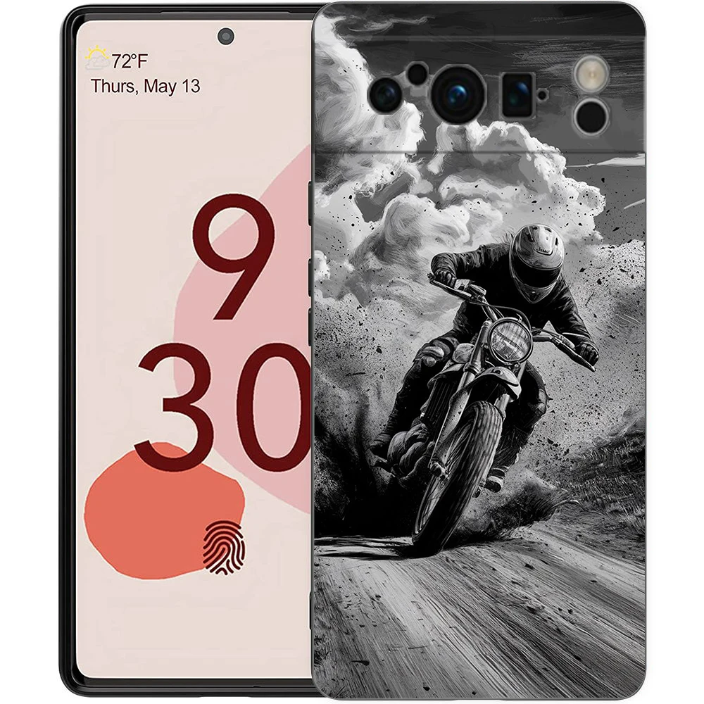 Cool Motorcycle Design Shockproof Phone Case - Soft Black TPU Cover