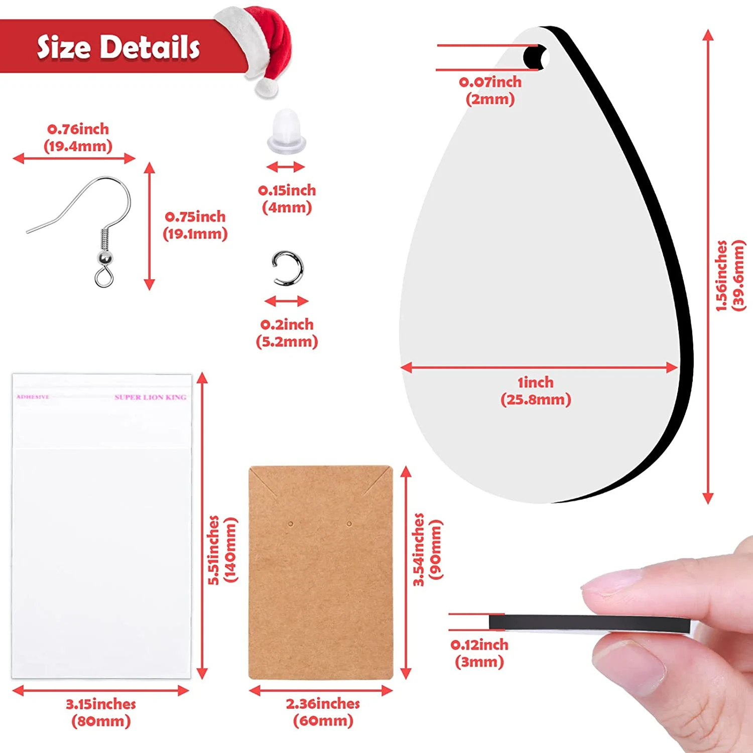 Wholesale MDF Sublimation Earring Blanks with Earring Hooks Jump