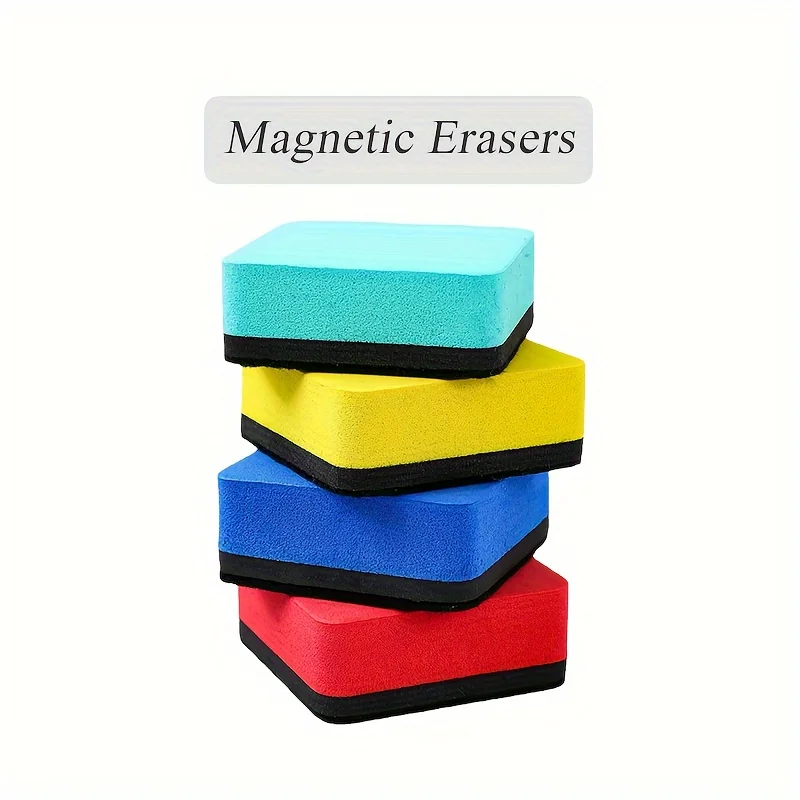8pcs Mini Dry Erase Erasers 4 Colors Magnetic Whiteboard Dry Erasers Chalkboard Cleaner Wiper for Teacher Supplies