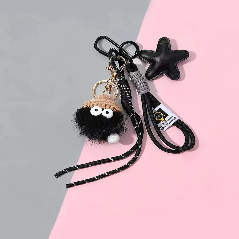 털이 많은 키체인 귀여운 가방 펜던트 석탄 공 키체인 플러시 귀여운 펜던트 카메라 가방 선물 학교 가방용