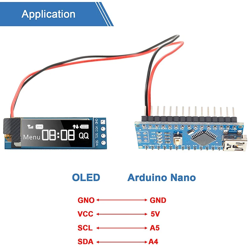 5  I2C ÷  0.91 ġ I2C SSD1306 OLED ÷  Ķ I2C OLED ũ ̹ DC 3.3V-5V