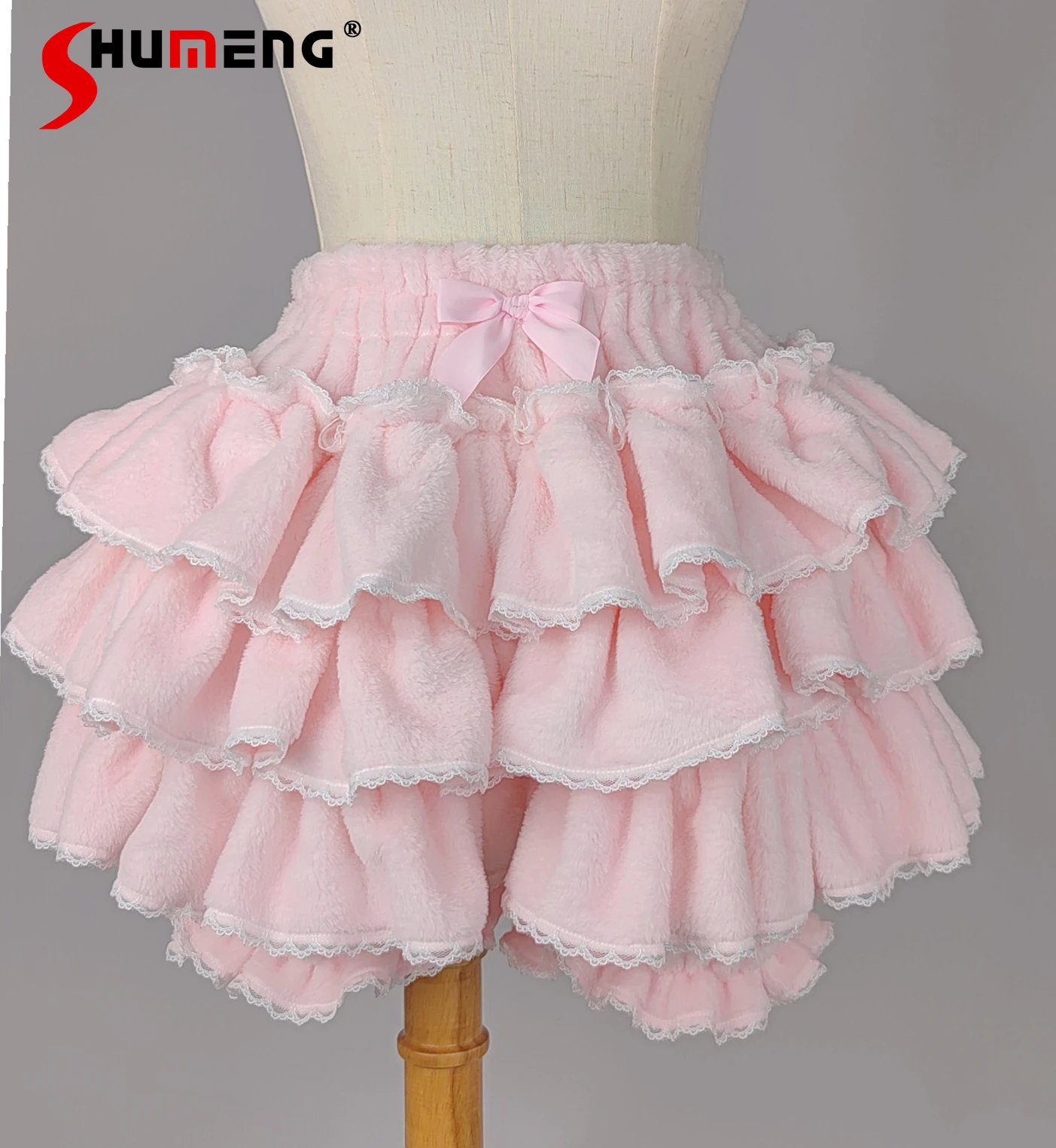 

Lolita Sweet Pink Pumpkin Short Pants 2023 Autumn and Winter New Japanese Style Cute JK Velvet Padded Leggings Bloomers Women