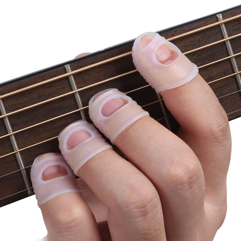 

4pcs Guitar Fingertip Protector Fingerstall Silicone Guitar String Finger Guard Protection Press Ukulele Bass Guitar Accessories