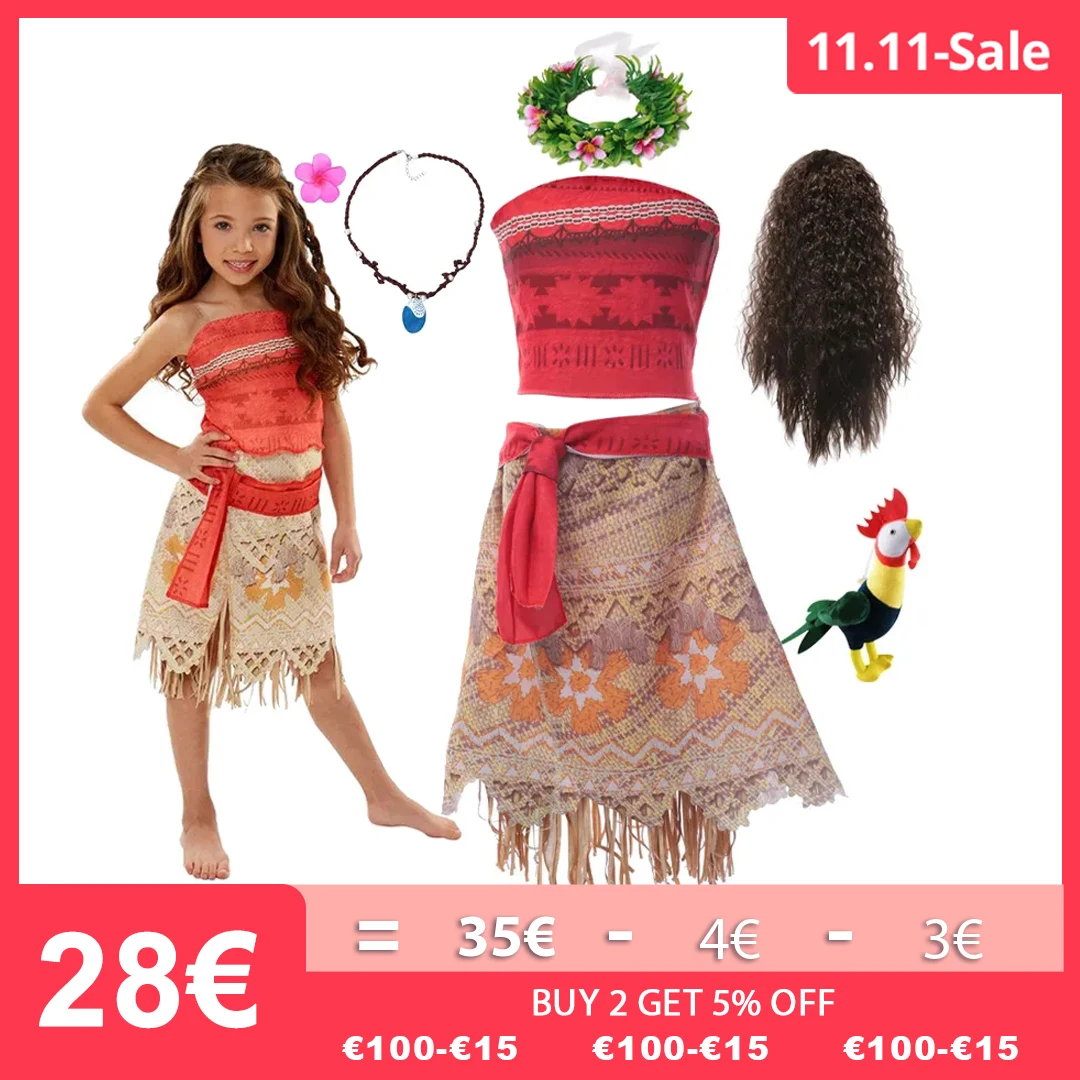 Disney-Vaiana Princess fur s Up Party Costume pour enfants