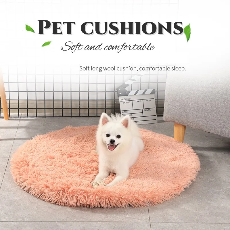 Peluche Pet Kennel Cushion Round Soft Dog Kennel Cushion Cat Dog Winter Warm Coperta Long Plush Soft Warm Pet Pad Pet Supplies