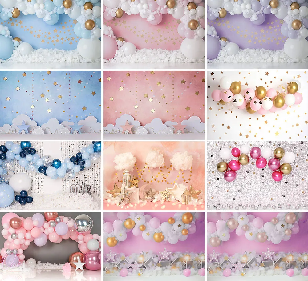 

Mehofond Boy Birthday Backdrop Twinkle Twinkle Little Star Gold Balloon Blue Sky White Cloud Background Photography Photo Studio