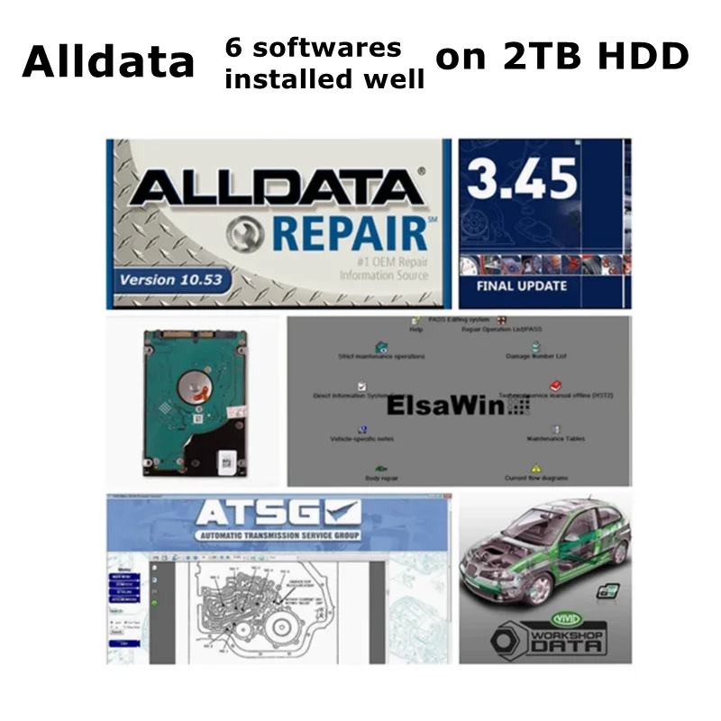 

Программное обеспечение для ремонта автомобиля Alldata 10,53, яркие данные о цехе, ElsaWin6.0 ATSG 2017 Auto .. Data 3,45 Mit .. Chell, хорошо установить на 2 ТБ HDD