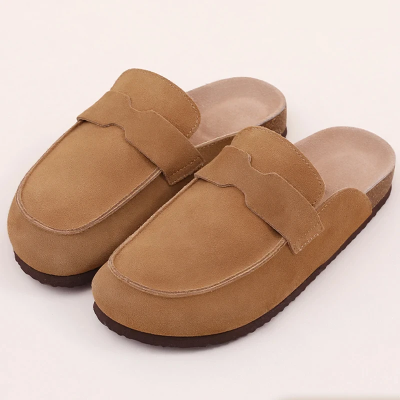 Kidmi Fashion Men's Suede Mules Cork Clogs Platform Sandals Men's Clogs Slippers Outdoor Soft Heeled Sandals With Arch Support