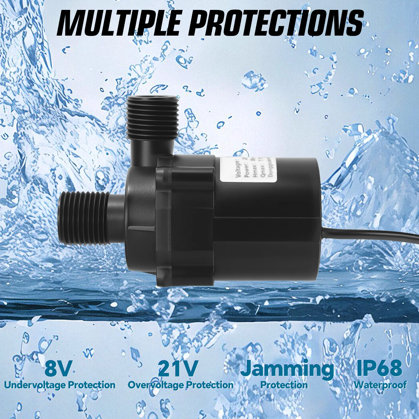 40W Brushless Water Transfer Pump Ultra-quiet DC12V 1200L/H Portable Submersible